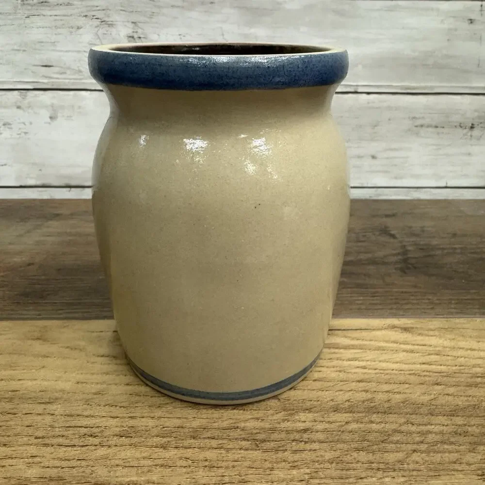 BBP Beaumont Brothers Pottery Clark State Salt-Glazed Crock -House, Trees 5.5”